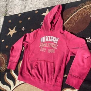 Abercrombie & Fitch Men's Red Pullover Hoodie